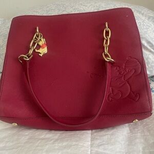 Loungefly Red and Gold Shoulder Bag with Chain Accents